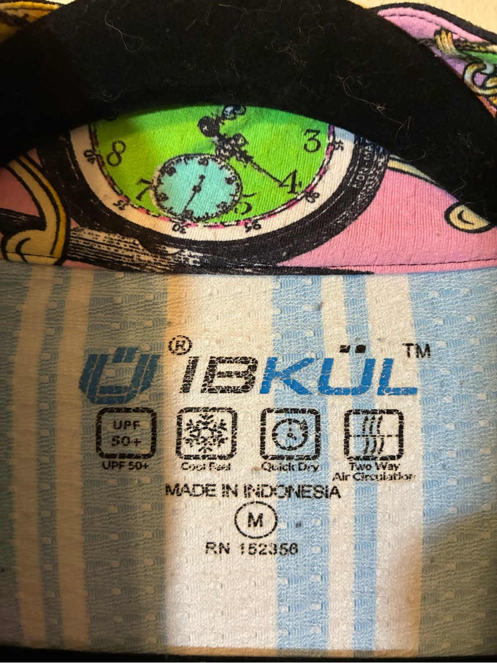 IBKÜL "Timeout" Long Sleeve Quarter-Zip Mock SPF Baroque Print Sports Shirt M - Picture 4 of 8